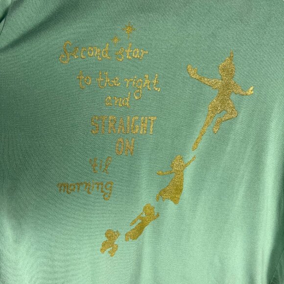 Bobby Chan Peter Pan Second Star to the Right Silk Cropped Relaxed Tee Green S - Picture 2 of 5